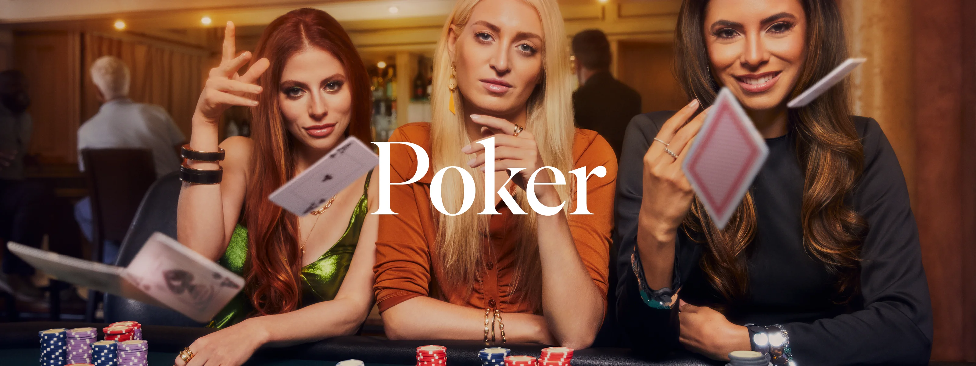 Playing cards on gaming table inside The Poker Room at Turning Stone Casino