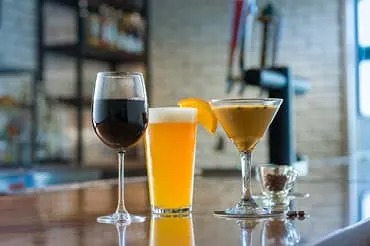 Wine, beer, cocktail